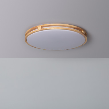Přisazené Stropní Kruhové 20W LED Svítidlo Donati ze Dřeva CCT dle Výběru Ø405 mm