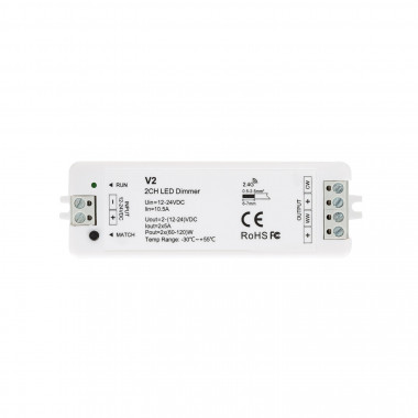 Contrôleur Variateur Ruban LED 12/24V DC CCT 2 canaux Compatible pour Télécommande RF