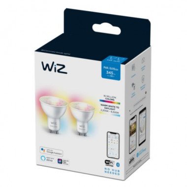 Product van Pack 2st LED Lampen GU10 4.9W 245 lm PAR16 WiFi + Bluetooth Dimbaar RGB+CCT WIZ