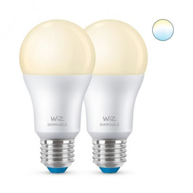 Pack 2 Ampoules LED Intelligentes WiFi + Bluetooth E27 A60 Dimmable WiZ 8W
