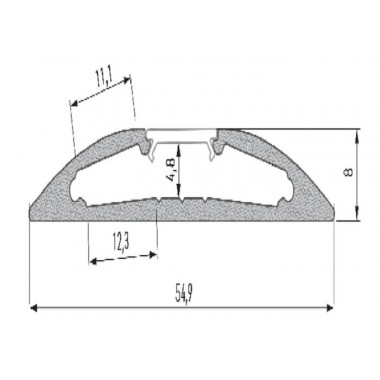 Product van Opbouw Profiel Halfrond Aluminium 2m Grijs voor dubbele LED Strip tot 12 mm