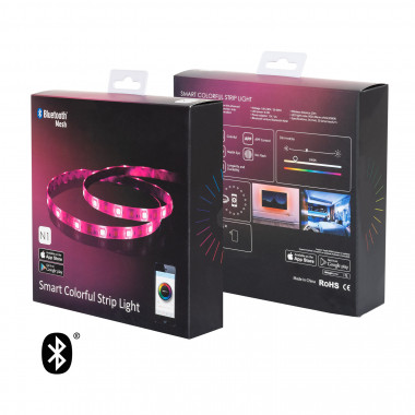Product van LED Strip Kit Multicolor controller door Bluetooth Smartphone 30 LED/m 2m met Voeding  in te korten om de 10cm