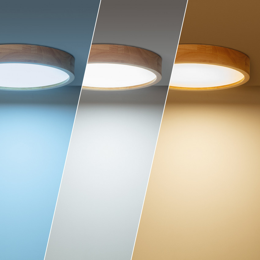 Product van Plafondlamp LED 20W Rond  Hout Ø400 mm CCT Selecteerbaar Kayu