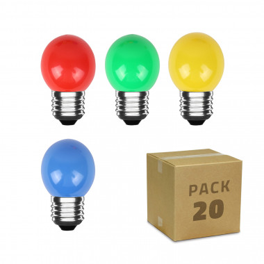 Pack of 20 LED bulbs E27 G45 3W 4 Colors