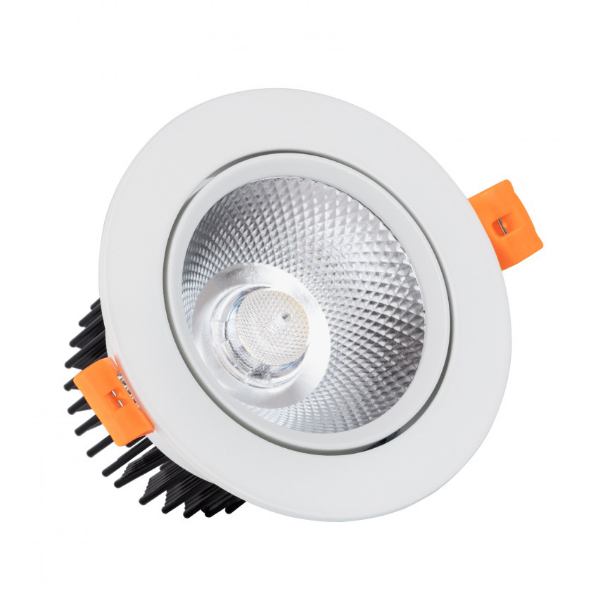 Product van Downlight LED 12W Dimbaar COB Richtbaar Rond (UGR19) Wit Zaag maat Ø 90 mm