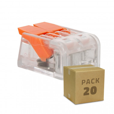 Pack of 20u Quick Connectors with 2 Inputs for 0.08-4mm² Electrical Cable