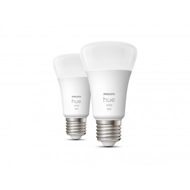 Pack 2 st Slimme LED Lamp E27 9W 800 lm A60 PHILIPS Hue White