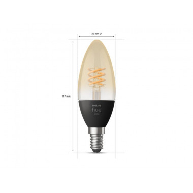 Product van LED Lamp Filament E14 4.5W 300 lm B35 PHILIPS Hue White Candle