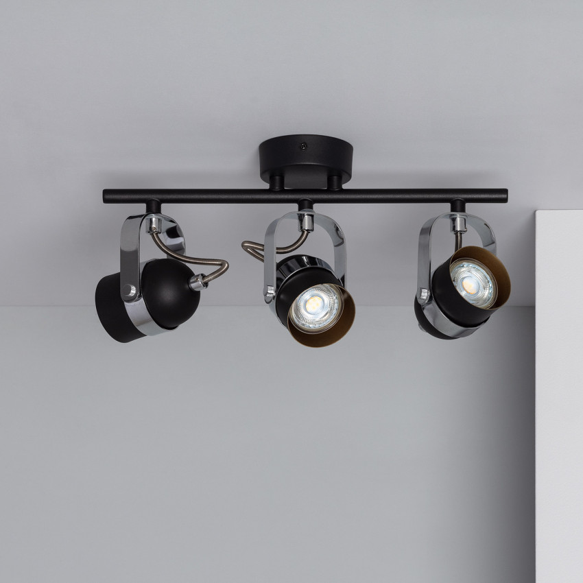 Product van Zwarte verstelbare linear Sinner plafondlamp met 3 spotlights