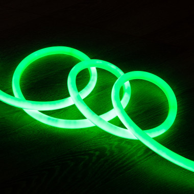 Neon LED Pásek 220V AC 120LED/m IP67 Kruhové 360 Střih každých 100cm Stmívatelný Zelená