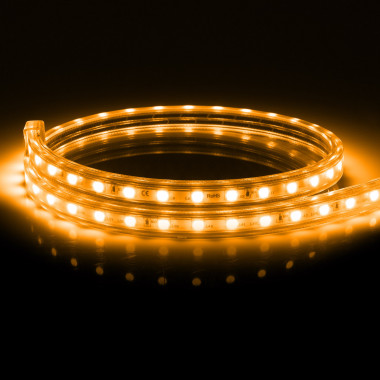 Product van LED Strip oranje Dimbaar  50m 220V AC  60 LED/m In te korten om de 100cm Breedte 14mm