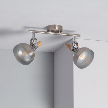 Zilveren verstelbare Emer palfondlamp met 2 spotlights