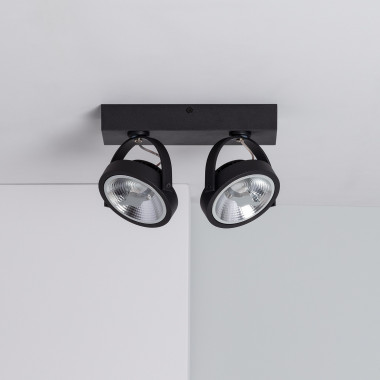 Zwarte verstelbare CREE-COB 30W AR111 LED plafondlamp met 2 spotlights (dimbaar)