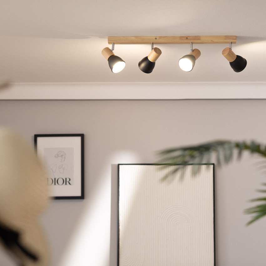 Product of Tautau 4 Spotlight Wood & Metal Ceiling Lamp 