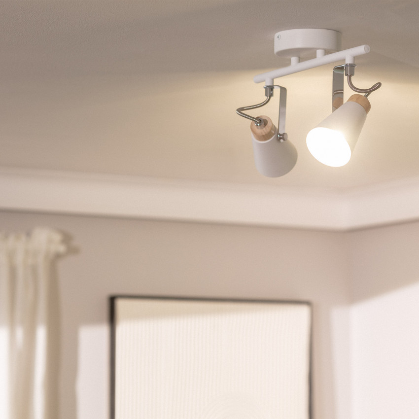Product of Mara Adjustable Metal & Wood 2 Spotlight Ceiling Lamp