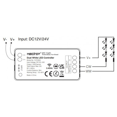 Produkt von Controller Dimmer CCT 12/24V DC + Fernbedienung RF 4 Zonen MiBoxer