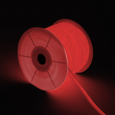 50m Role Stmívatelného Neon LED Pásku 220V AC 120LED/m IP67 Kruhové 360 Červená Střih každých 100 cm