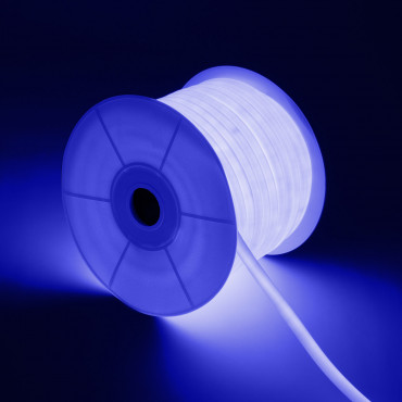 Product 50m Role Stmívatelného Neon LED Pásku 220V AC 120LED/m IP67 Kruhové 360 Modrá Střih každých 100 cm
