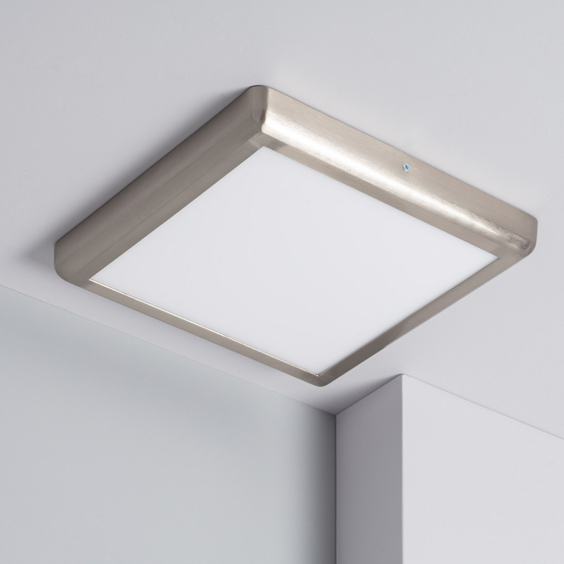 Plafoniera LED 24W Quadrata Metallo  300x300 mm Design Argento