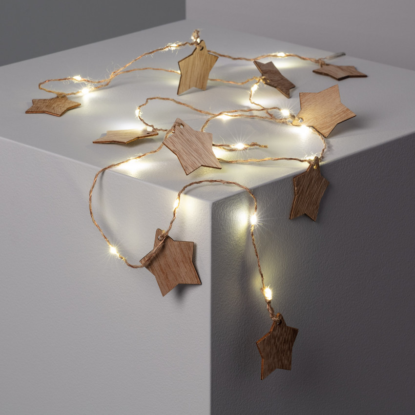 Product of 2.2m Wooden Star LED Garland Battery Operated