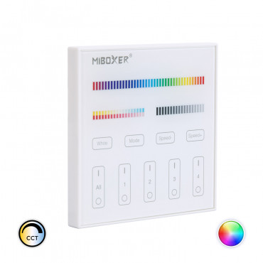 Product Télécommande Murale RF 220-240V AC pour Variateur LED RGBW+CCT 4 Zones RF MiBoxer T4 
