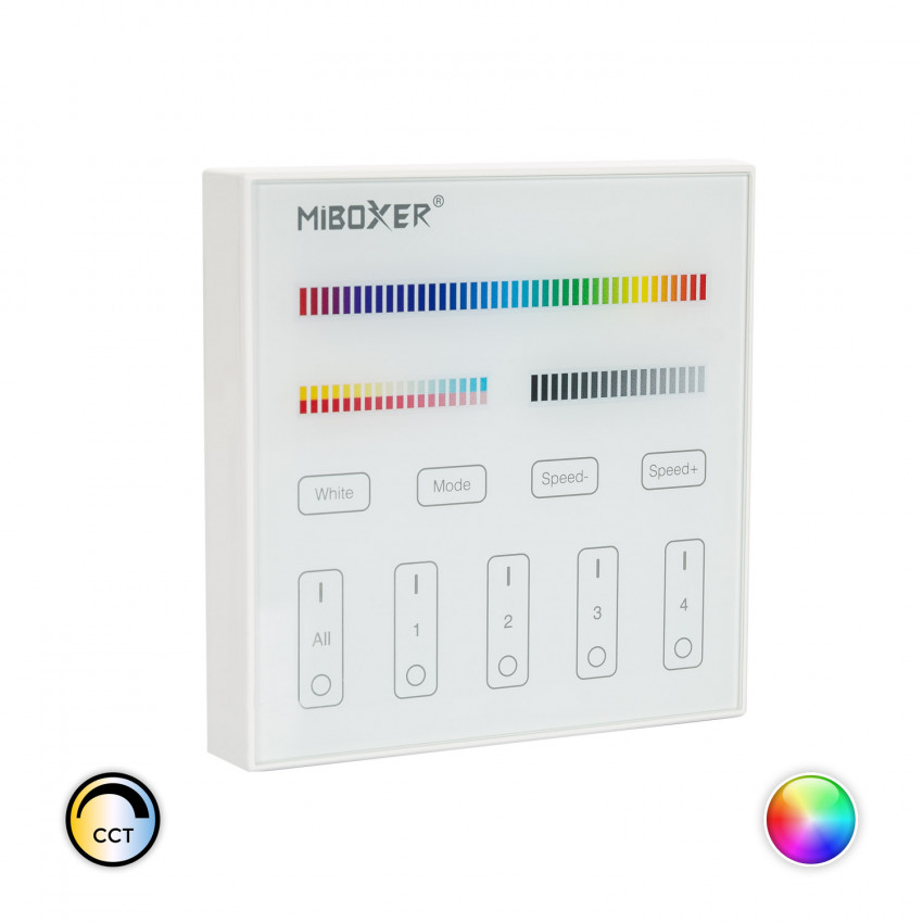 Produit de Télécommande Murale RF pour Variateur LED RGB + CCT 4 Zones MiBoxer B4 