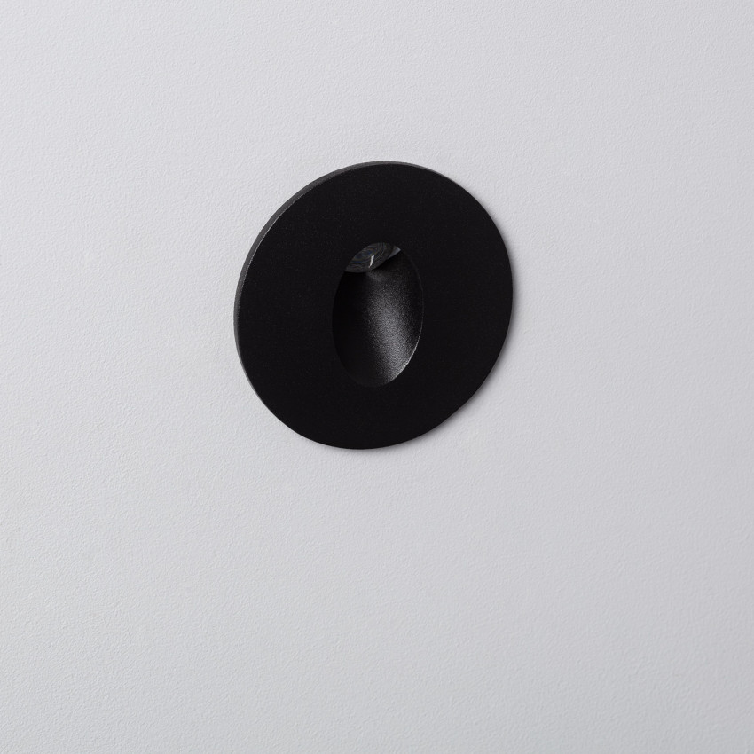 Product of 1W Adam Round Recessed Wall Spotlight in Black
