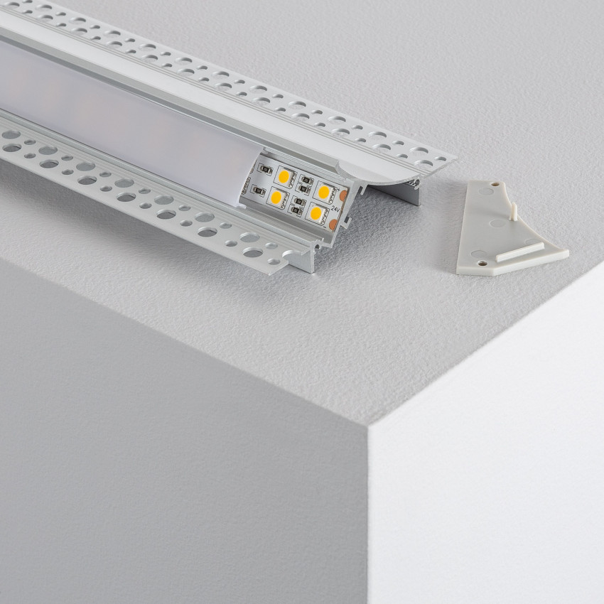 Product of Recessed Aluminium Profile for Plasterboard with Continuous Cover for LED Strip up to 20mm 