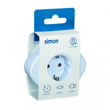Produkt von Adapterstecker Typ F Schuko + 2 USB-A + 1 USB-C SIMON CL610301