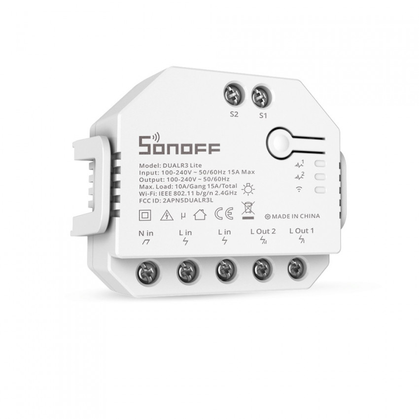 Prodotto da Interruttore Doppio Commutatore Wi-Fi Dual R3 Lite 15A SONOFF