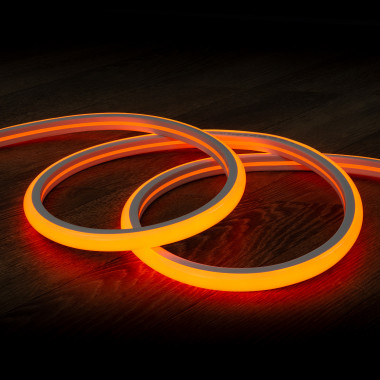 Product of 50m Coil 220V AC 7.5W/m Semicircular 180º Dimmable LED Neon Strip 120 LED/m in Orange IP67 Custom Cut every 100cm