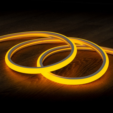 Neon LED Pásek 7.5 W/m Stmívatelné 220V AC 120 LED/m Půlkruhové 180º Žlutá IP67 Střih každých 100 cm