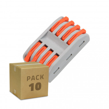 Pack of 10u Quick Connectors with 4 Inputs and 4 Outputs SPL-4 for Splicing 0.08-4mm² Electrical Cable