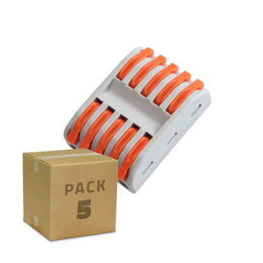 Pack 5 Conectores Rápidos 5 Entradas y 5 Salidas SPL-5 para empalme Cable Eléctrico de 0.08-4mm²