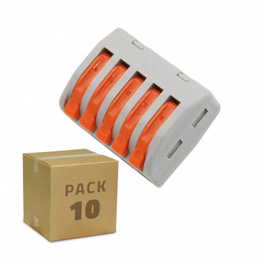 Pack 10 Conectores Rápidos 5 Entradas PCT-215 para empalme Cable Eléctrico de 0.08-4mm²
