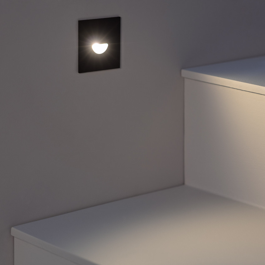 Product of 2W Guell Square Aluminium LED Wall Spotlight in Black IP65