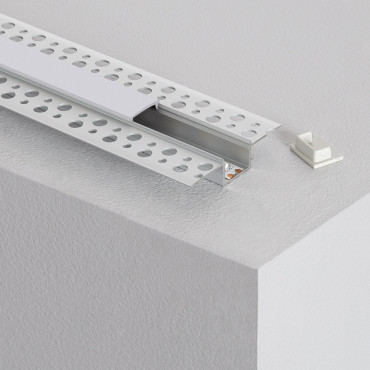 Product Integrated Plaster/Plasterboard Aluminium Profile with Continous Cover  for LED Strips up to 15 mm 
