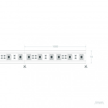 Product van LED Strip Smart WifFi 220V AC 60 LED/m oranje IP65 op maat Knipbaar om de 100cm Breedte 14mm