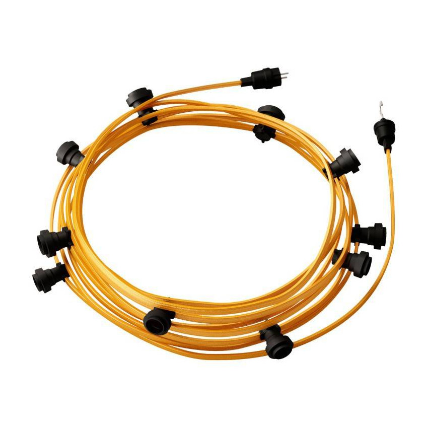 Product van Licht Slinger Outdoor Lumet System 12,5m met 10 E27 Fittingen Zwart  Creative-Cables CATE27N125 