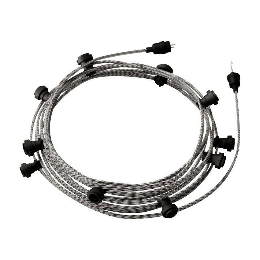Product van Licht Slinger Outdoor Lumet System 12,5m met 10 E27 Fittingen Zwart  Creative-Cables CATE27N125 