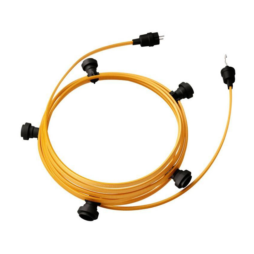 Product van Licht Slinger Outdoor Lumet System 7,5m met 5 E27 Fittingen Zwart Creative-Cables CATE27N075
