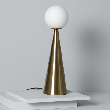 LEDKIA Tischlampe Verdy – Aus Stoff Und Glas, Weiß, Höhe 50 Cm, Für E27 Birne (nicht Inklusive)