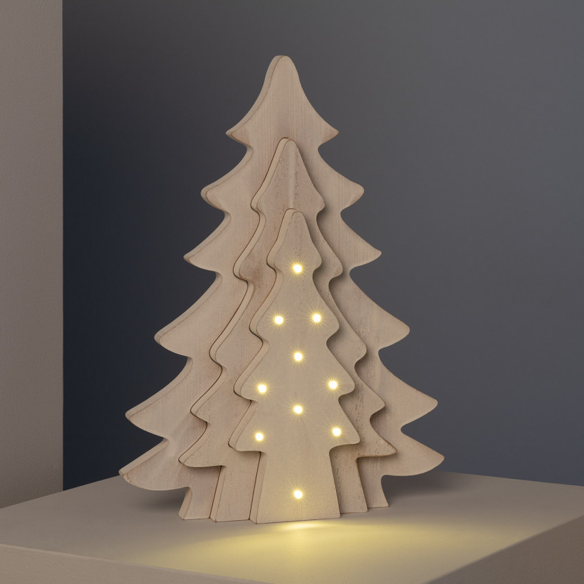Product van Kerstboom LED Hout  op Batterijen Kolm