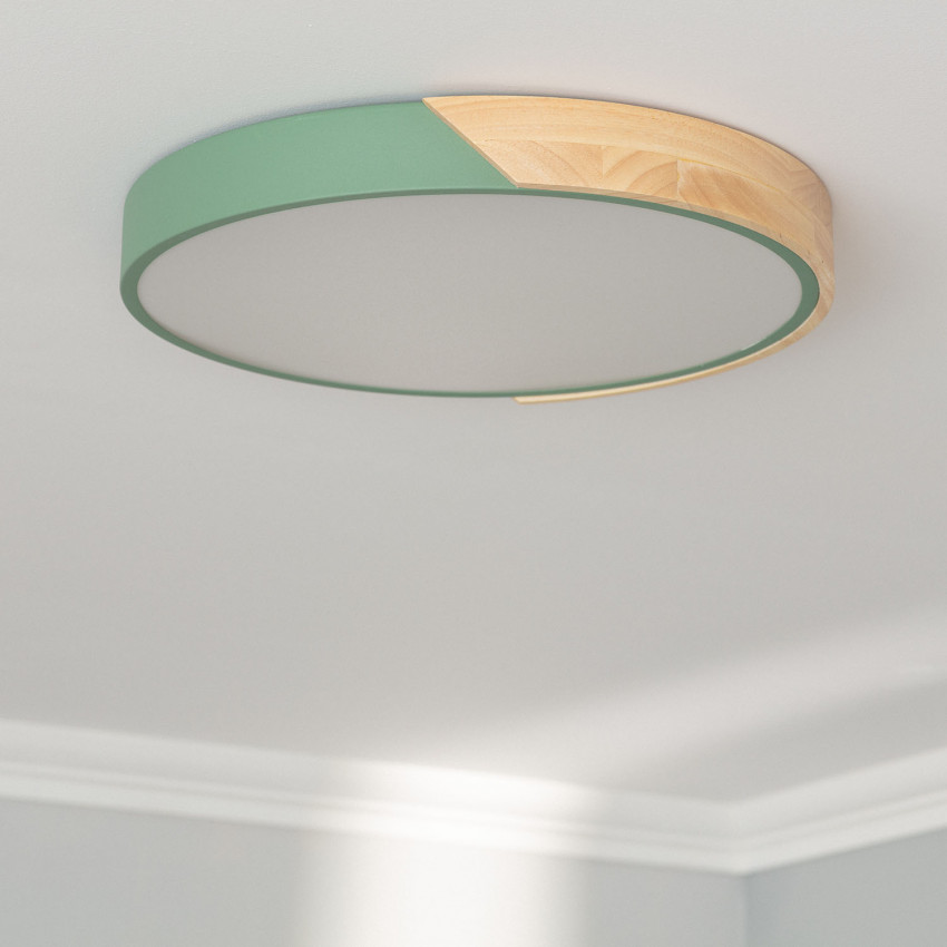 Product of 24W Semi-Dari Round Wood LED Surface Panel CCT Selectable Ø418 mm 