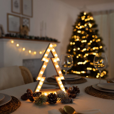 LED-Weihnachtsbaum Holz mit Batterie Gaspar - Ledkia