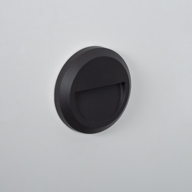 1W Edulis Round Surface Outdoor LED Wall Light in Black