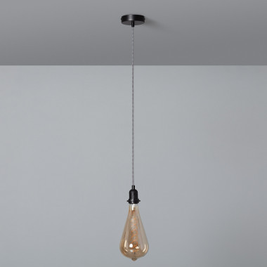 Textiel Kabel voor Hanglamp met Fitting Zwart en Wit