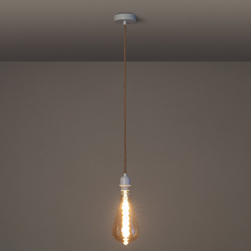 Product van Plafondplaat met Fitting voor Hanglamp met Witte Textielkabel