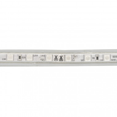 Product van LED Strip Groen Dimbaar 50m 220V AC  60 LED/m In te korten om de 100cm Breedte 14mm