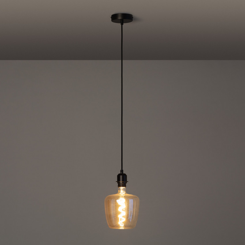 Product van Plafondplaat met Fitting voor Hanglamp met Zwarte Textielkabel